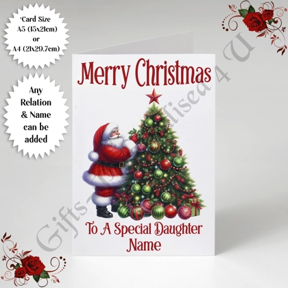 A5 or A4 Personalised Card - Happy Christmas - Santa - Any Relation & Name - D.3 A5 or A4 Personalised Card - Happy Christmas - Santa - Any Relation & Name - D.3
