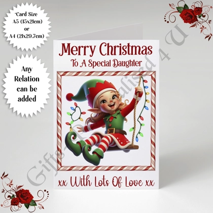 A5 or A4 Personalised Card - Merry Christmas - Elf - Any Relation - D.3 A5 or A4 Personalised Card - Merry Christmas - Elf - Any Relation - D.3