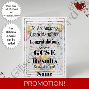 A5 or A4 Personalised Greeting Card - GCSE Results - Relation & Name - D.3