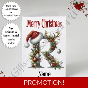 A5 or A4 Personalised Card - Merry Christmas - Any Relation - Name - Initial - D.40