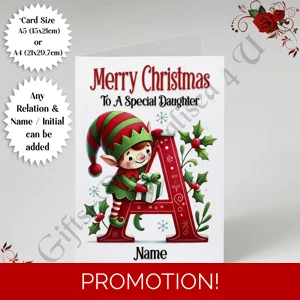 A5 or A4 Personalised Card - Merry Christmas - Any Relation - Name - Initial - D.41
