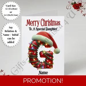 A5 or A4 Personalised Card - Merry Christmas - Any Relation - Name - Initial - D.43