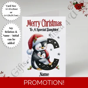 A5 or A4 Personalised Card - Merry Christmas - Any Relation - Name - Initial - D.44