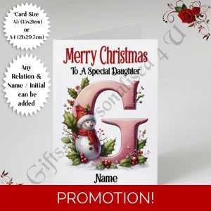 A5 or A4 Personalised Card - Merry Christmas - Any Relation - Name - Initial - D.46