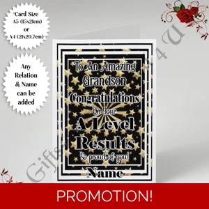 A5 or A4 Personalised Greeting Card - A Level Results - Relation & Name - D.4