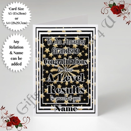 A5 or A4 Personalised Greeting Card - A Level Results - Relation & Name - D.4 A5 or A4 Personalised Greeting Card - A Level Results - Relation & Name - D.4