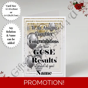 A5 or A4 Personalised Greeting Card - GCSE Results - Relation & Name - D.5