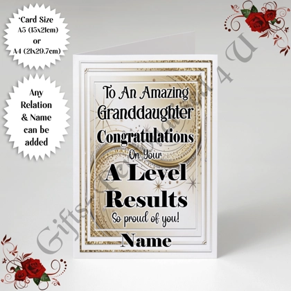 A5 or A4 Personalised Greeting Card - A Level Results - Relation & Name - D.6 A5 or A4 Personalised Greeting Card - A Level Results - Relation & Name - D.6