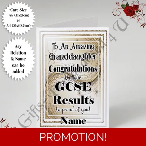 A5 or A4 Personalised Greeting Card - GCSE Results - Relation & Name - D.6