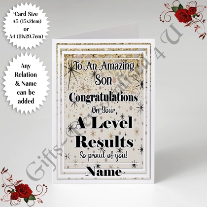 A5 or A4 Personalised Greeting Card - A Level Results - Relation & Name - D.7 A5 or A4 Personalised Greeting Card - A Level Results - Relation & Name - D.7