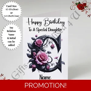 A5 or A4 Personalised Greeting Card - Happy Birthday - Floral - Relation / Name / Initial - D.7