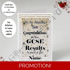 A5 or A4 Personalised Greeting Card - GCSE Results - Relation & Name - D.7