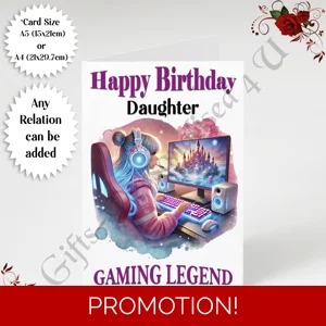 A5 or A4 Personalised Greeting Card - Happy Birthday - Gaming Legend - Any Relation - D.2