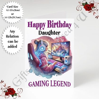 A5 or A4 Personalised Greeting Card - Happy Birthday - Gaming Legend - Any Relation - D.2 A5 or A4 Personalised Greeting Card - Happy Birthday - Gaming Legend - Any Relation - D.2