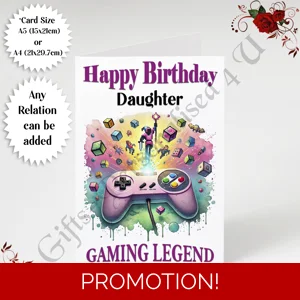 A5 or A4 Personalised Greeting Card - Happy Birthday - Gaming Legend - Any Relation - D.3
