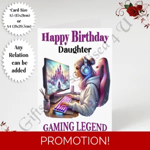 A5 or A4 Personalised Greeting Card - Happy Birthday - Gaming Legend - Any Relation - D.4