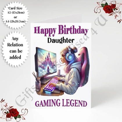 A5 or A4 Personalised Greeting Card - Happy Birthday - Gaming Legend - Any Relation - D.4 A5 or A4 Personalised Greeting Card - Happy Birthday - Gaming Legend - Any Relation - D.4