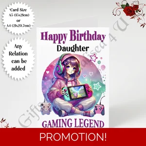 A5 or A4 Personalised Greeting Card - Happy Birthday - Gaming Legend - Any Relation - D.6