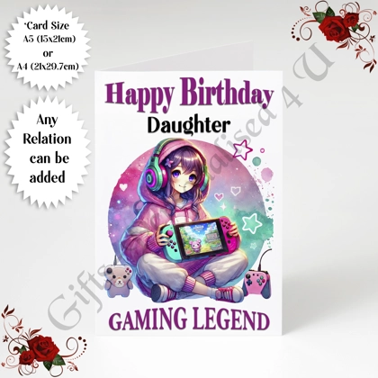 A5 or A4 Personalised Greeting Card - Happy Birthday - Gaming Legend - Any Relation - D.6 A5 or A4 Personalised Greeting Card - Happy Birthday - Gaming Legend - Any Relation - D.6