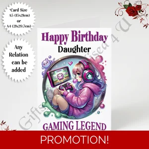 A5 or A4 Personalised Greeting Card - Happy Birthday - Gaming Legend - Any Relation - D.8