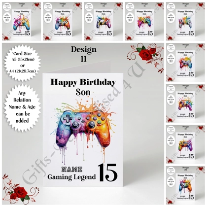 A5 or A4 Personalised Greeting Card - Happy Birthday Gaming Legend - Any Relation Name Age - D11-20 A5 or A4 Personalised Greeting Card - Happy Birthday Gaming Legend - Any Relation Name Age - D11-20