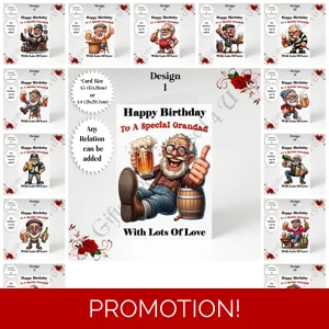 A5 or A4 Personalised Greeting Card - Happy Birthday - Beer - Any Relation - D.1-14