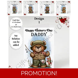 A5 or A4 Personalised Greeting Card - Happy Father's Day - Fishing - Any Relation - D.1-5