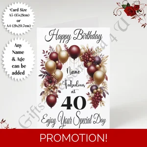 A5 or A4 Personalised Greeting Card - Fabulous at... - Happy Birthday - Any Age / Name - D.2