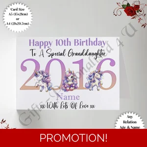 A5 or A4 Personalised Greeting Card - Happy Birthday - Whimsical - Any Relation Name Age - D.1