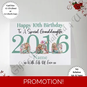 A5 or A4 Personalised Greeting Card - Happy Birthday - Whimsical - Any Relation Name Age - D.2