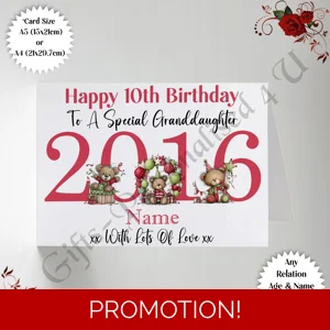 A5 or A4 Personalised Greeting Card - Happy Birthday - Whimsical - Any Relation Name Age - D.3