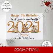 A5 or A4 Personalised Greeting Card - Happy Birthday - Whimsical - Any Relation Name Age - D.4