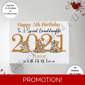 A5 or A4 Personalised Greeting Card - Happy Birthday - Whimsical - Any Relation Name Age - D.4