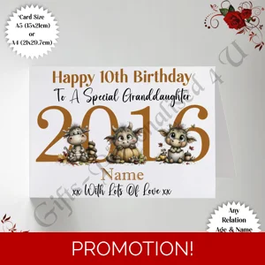 A5 or A4 Personalised Greeting Card - Happy Birthday - Whimsical - Any Relation Name Age - D.6
