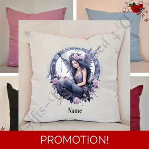 Personalised 16″ Cushion - Gothic Fairy - Name - Design 12