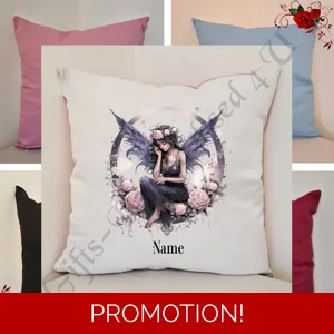 Personalised 16″ Cushion - Gothic Fairy - Name - Design 14