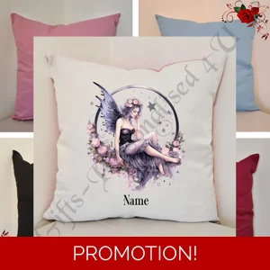 Personalised 16″ Cushion - Gothic Fairy - Name - Design 1