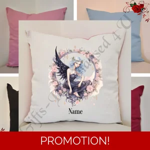Personalised 16″ Cushion - Gothic Fairy - Name - Design 3