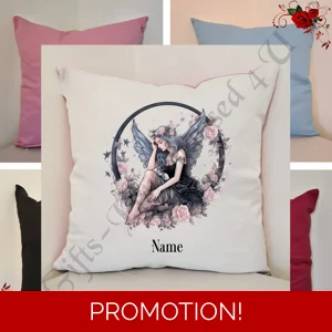 Personalised 16″ Cushion - Gothic Fairy - Name - Design 4