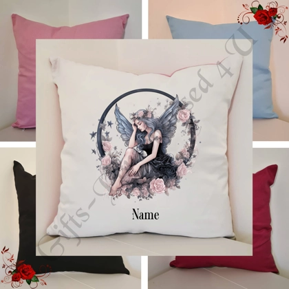 Personalised 16″ Cushion - Gothic Fairy - Name - Design 4 Personalised 16″ Cushion - Gothic Fairy - Name - Design 4