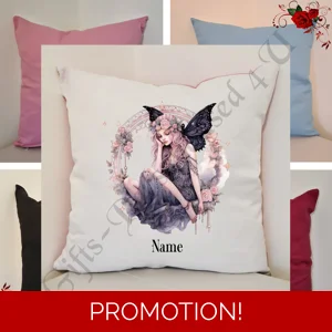 Personalised 16″ Cushion - Gothic Fairy - Name - Design 5