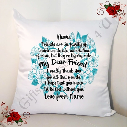 Personalised 18" White Cushion - Loving Special Friend / Best Friend - Design 10