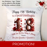 Personalised 18″ Cushion – Happy Birth..