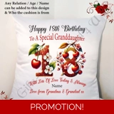 Personalised 18″ Cushion – Happy Birth..