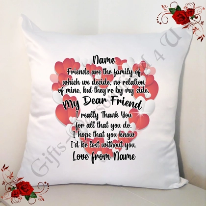 Personalised 18" White Cushion - Loving Special Friend / Best Friend - Design 14