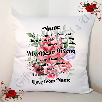 Personalised 18" White Cushion - Loving Special Friend / Best Friend - Design 15