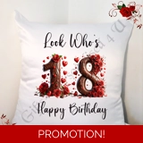 Personalised 18″ Cushion – Happy Birth..
