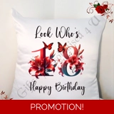 Personalised 18″ Cushion – Happy Birth..