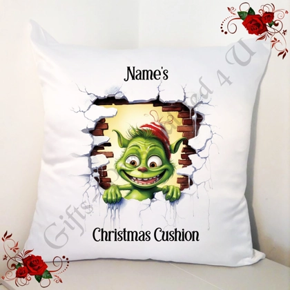 Personalised 18" Cushion - Christmas Gnome - Name's Christmas Cushion - Design 1