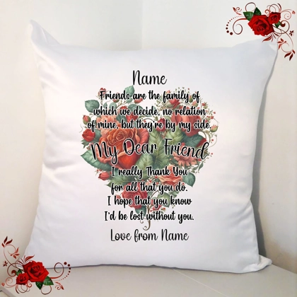 Personalised 18" White Cushion - Loving Special Friend / Best Friend - Design 20